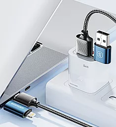 USB PD Кабель Essager 65W 3A 4-in-1 USB-C+A to USB Type-C/Lightning cable blue - мініатюра 8