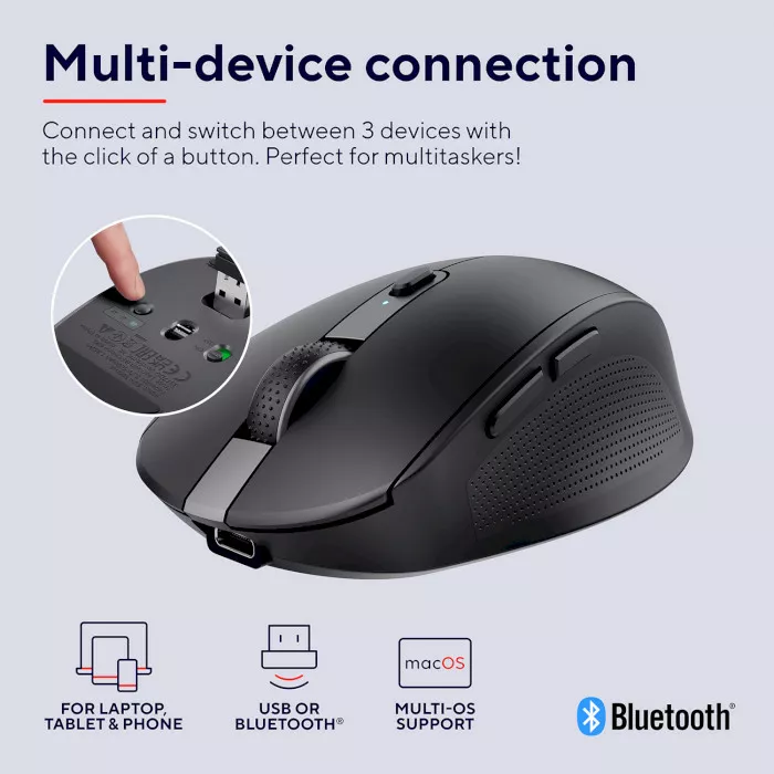 Компьютерная мышка Trust Ozaa Compact Multi-Device Wireless Black (24819) - фото 8