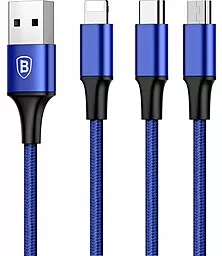 Кабель USB Baseus Rapid 3-in-1 USB to Type-C/Lightning/micro USB cable blue (CAMLT-SU13)