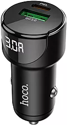 Автомобільний зарядний пристрій з швидкою зарядкою Hoco Z42 Light Road 20w PD USB-C/USB-A ports car charger black