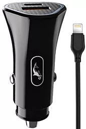 Автомобільний зарядний пристрій SkyDolphin SZ16L 18w PD/QC3.0 USB-C/USB-A ports car charger + Lightning cable black (AZP-000088)
