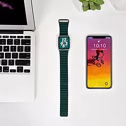 Ремінець для годинника COTEetCI W7 Leather Magnet Band Apple Watch 38/40/41mm Green (WH5205-GR) - мініатюра 2