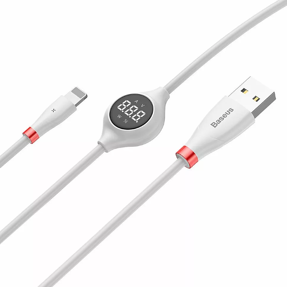 Кабель Baseus Big Eye Digital Display USB-A - Lightning 10w 1.2м cable White (CALEYE-02) - фото 2