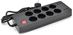 Сетевой фильтр (удлинитель) Voltronic 5V-2.4A 2м 8 розеток 4USB-A 250V/4000w с выключателем черный - фото Сетевой фильтр (удлинитель) Voltronic 5V-2.4A 2м 8 розеток 4USB-A 250V/4000w с выключателем черный