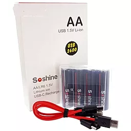 Аккумулятор Soshine AA 2600mAh з разьемом Type-C, футляр 4шт (RL074230) - миниатюра 2