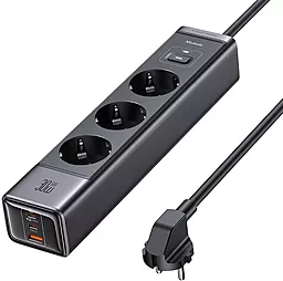Сетевой фильтр (удлинитель) McDodo CH-0620 2500w 10a 3 розетки PD/QC GaN 2xUSB-C/USB-A порта с выключателем 3м чёрный - фото Сетевой фильтр (удлинитель) McDodo CH-0620 2500w 10a 3 розетки PD/QC GaN 2xUSB-C/USB-A порта с выключателем 3м чёрный