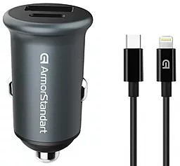 Автомобильное зарядное устройство ArmorStandart 38w PD/QC USB-C/USB-A ports car charger + USB-C to Lightning cable gray (ARM82460) - фото Автомобильное зарядное устройство ArmorStandart 38w PD/QC USB-C/USB-A ports car charger + USB-C to Lightning cable gray (ARM82460)