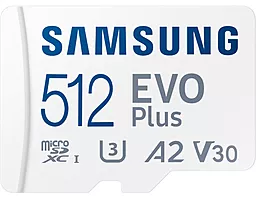 Карта пам'яті Samsung 512 GB microSDXC Class 10 UHS-I U3 V30 A2 EVO Plus + SD Adapter MB-MC512KA/EU