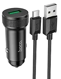 Автомобильное зарядное устройство Hoco Z49A Level single port QC3.0 USB-A + USB Type-C cable car charger black