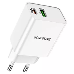 Мережевий зарядний пристрій Borofone BA69A Resource PD20W+QC3.0 USB-C+A White