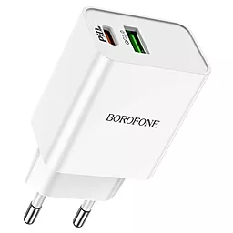 Сетевое зарядное устройство Borofone BA69A Resource 20w PD USB-C/USB-A ports charger white - фото Сетевое зарядное устройство Borofone BA69A Resource 20w PD USB-C/USB-A ports charger white