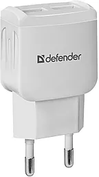 Сетевое зарядное устройство Defender 2.1a 2xUSB-A ports charger white (UPA-22) - фото Сетевое зарядное устройство Defender 2.1a 2xUSB-A ports charger white (UPA-22)