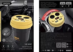 Автомобильное зарядное устройство Remax Coffee Cup Car Charger 2 USB 3.1A + LCD Black (CR-2XP) - миниатюра 3