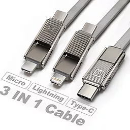 USB Кабель Remax Gplex 3-in-1 USB Type-C/Lightning/micro USB Cable Silver (RC-070th) - мініатюра 4