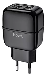 Сетевое зарядное устройство Hoco C77A 2.4a 2xUSB-A ports charger black