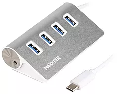 USB Type-C хаб (концентратор) Maxxter USB-C -> 4хUSB 3.0 Silver (HU3С-4P-01)