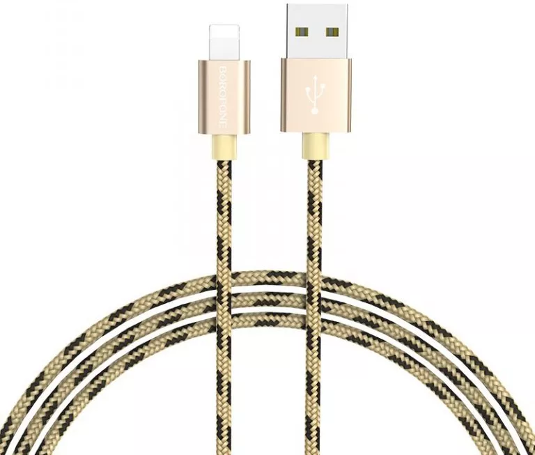 Кабель Borofone BX24 Ring Current USB-A - Lightning 12w 2.4a 1м cable Gold - фото 1