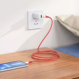 Кабель Hoco X70 Ferry USB Type-C - Lightning 20w 3a 1м PD сable Red - миниатюра 4 Кабель Hoco X70 Ferry USB Type-C - Lightning 20w 3a 1м PD сable Red - миниатюра 4