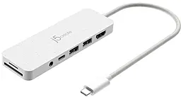 USB Type-C хаб J5create USB3.2 6-in-1 white (JCD373EW-N) - фото USB Type-C хаб J5create USB3.2 6-in-1 white (JCD373EW-N)