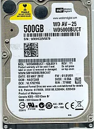 Жесткий диск для ноутбука Western Digital AV-25 500 GB 2.5 (WD5000BUCT)
