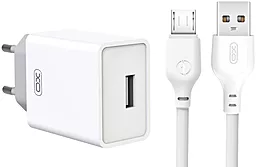 Мережевий зарядний пристрій XO L93 2.4a home charger + micro USB cable white