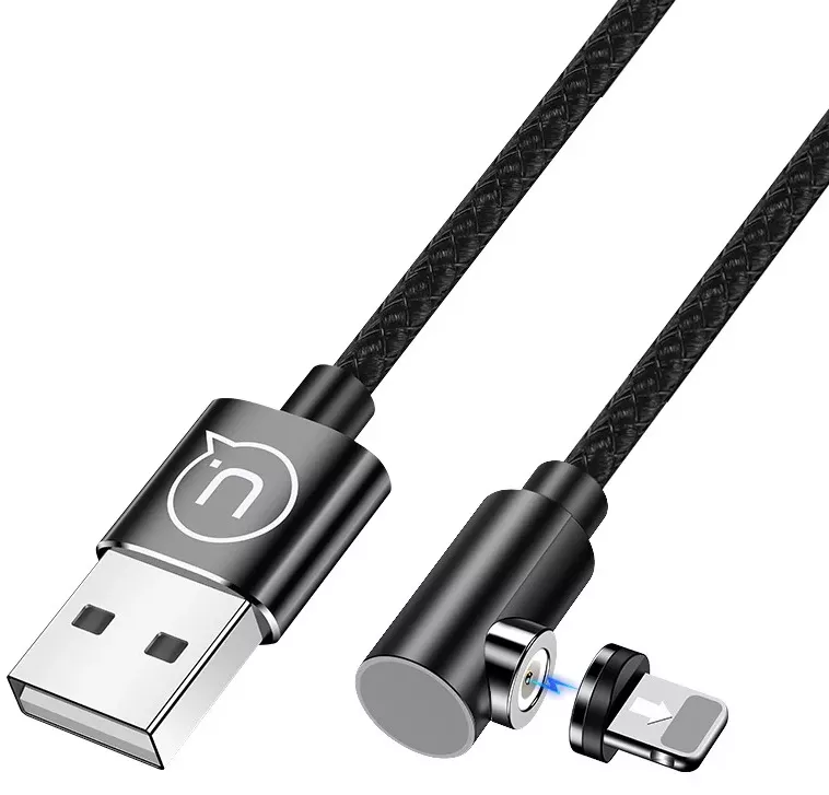 Кабель Usams U54 Right-Angle Magnetic USB-A - Lightning 10w 2a 1м cable Black (US-SJ444) - фото 2