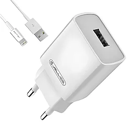 Сетевое зарядное устройство Jellico A50 2.1a home charer + Lightning cable white - фото Сетевое зарядное устройство Jellico A50 2.1a home charer + Lightning cable white