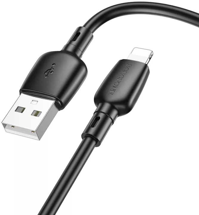 Кабель Borofone BX93 USB-A - Lightning 12w 2.4a 1м cable Black - фото 2