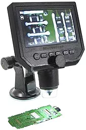 Мікроскоп цифровий з монітором G600 (запис відео і фото на microSD (16gb class 10), фокус 20-120 мм, кратність збільшення 600X)