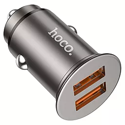 Автомобильное зарядное устройство Hoco NZ1 36w QC3.0 2xUSB-A ports car charger metal grey - фото Автомобильное зарядное устройство Hoco NZ1 36w QC3.0 2xUSB-A ports car charger metal grey