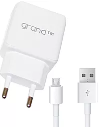 Мережевий зарядний пристрій Grand GH-C01 2.1a 2xUSB-A ports charger + micro USB cable white