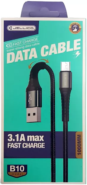 Кабель Jellico B10 USB-A - micro USB 15w 3.1a 1м cable Black - фото 3