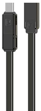 Універсальний кабель Remax RC-070th Gplex 3-in-1 USB-A to Type-C/Lightning/micro USB 12w 2.4a 1м cable Black  - фото 1