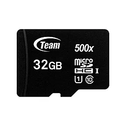 Карта памяти Team microSDHC 32GB 500x Class 10 UHS-I U1 + SD-адаптер (TUSDH32GCL10U03) Black - миниатюра 2