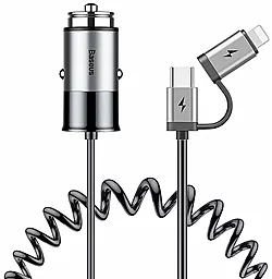 Автомобильное зарядное устройство Baseus Enjoy Together 2.4a car charger + 2-in-1 USB-C/Lightning cable grey (CCALL-EL0G) - фото Автомобильное зарядное устройство Baseus Enjoy Together 2.4a car charger + 2-in-1 USB-C/Lightning cable grey (CCALL-EL0G)