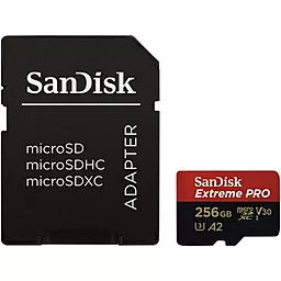 Карта памяти SanDisk microSDXC 256GB Extreme Pro Class 10 UHS-I U3 V30 A2 + SD-адаптер (SDSQXCZ-256G-GN6MA)