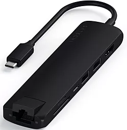 Мультипортовый USB Type-C хаб (концентратор) Satechi Aluminum USB-C Slim Multi-Port with Ethernet Adapter Black (ST-UCSMA3K)