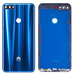 Задняя крышка корпуса Huawei Y7 Prime (2018) со стеклом камеры Blue