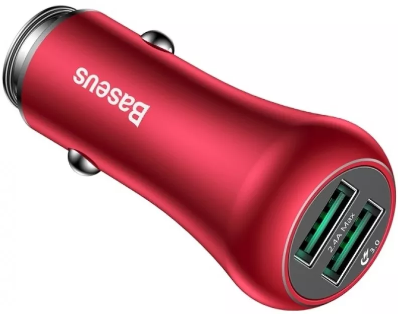 Автомобильное зарядное устройство Baseus Gentleman 24w 2xUSB-A ports car charger red (CCALL-GB09) - фото 2
