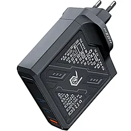 Сетевое зарядное устройство Remax RP-U108 Mecha Warrior Series 65w GaN PD 2xUSB-C/USB-A ports charger gray - фото Сетевое зарядное устройство Remax RP-U108 Mecha Warrior Series 65w GaN PD 2xUSB-C/USB-A ports charger gray