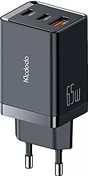Мережевий зарядний пристрій McDodo 65W GaN5 PD/QC USB-A-2xC Black (CH-1540)