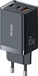 Сетевое зарядное устройство McDodo 65W GaN5 PD/QC 2xUSB-C/USB-A ports home charger black (CH-1540) - фото Сетевое зарядное устройство McDodo 65W GaN5 PD/QC 2xUSB-C/USB-A ports home charger black (CH-1540)