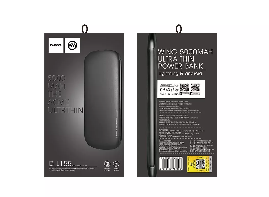 Повербанк Joyroom YI D-L155 5000mAh Black - фото 2