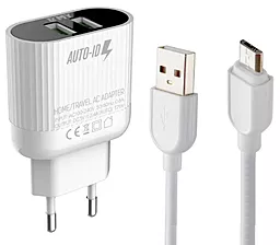 Сетевое зарядное устройство EMY MY-A202 2xUSB 12W 2.4A + micro USB Cable White
