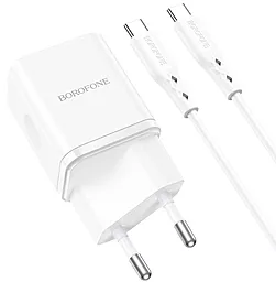 Мережевий зарядний пристрій Borofone BN6 Field 20w PD USB-C home charger + USB-C to USB-C cable white
