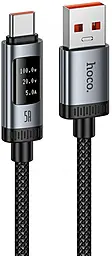 Кабель USB PD Hoco U148 Lord with display USB - Type-C 100w 5a 1.2м PD cable Black - фото Кабель USB PD Hoco U148 Lord with display USB - Type-C 100w 5a 1.2м PD cable Black