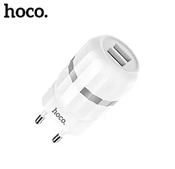Сетевое зарядное устройство Hoco C41A Wisdom 2USB + micro USB Cable White - миниатюра 5