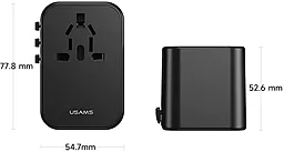 Сетевое зарядное устройство Usams T62 65W GaN USB-A-2xC Black (US-CC199) - миниатюра 9