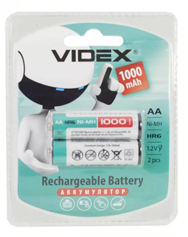Аккумулятор Videx AA (R6) 1000mAh 2шт (23460) - фото 2