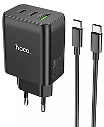Мережевий зарядний пристрій з швидкою зарядкою Hoco N18 Phenomenon QC3 65W 2xUSB-A+C + USB C-C Cable Black